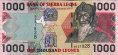 Sierra Leone's 1,000 Leones (1-3-2003): Front