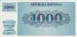 Slovenian 1,000 Tolarjev Vzorec (1992): Front