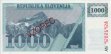 Slovenian 1,000 Tolarjev Vzorec (1992): Reverse