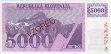 Slovenian 5,000 Tolarjev Vzorac (1992): Reverse