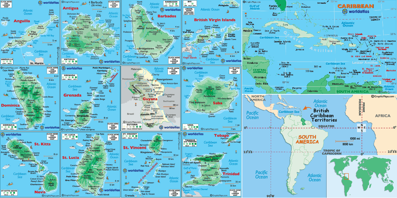 British Caribbean Territories' Map