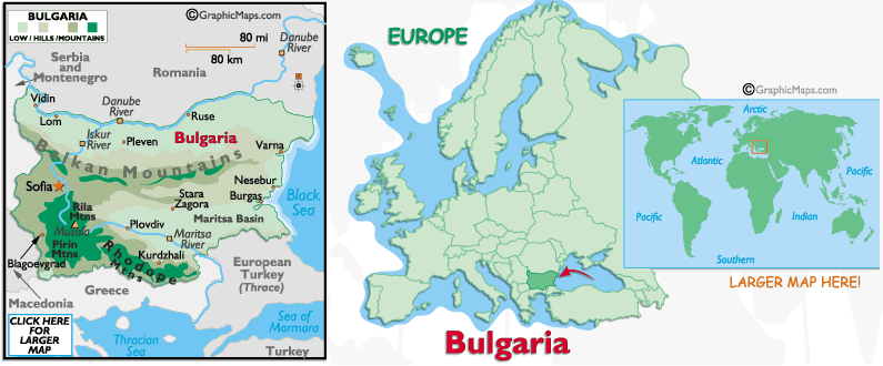 Mappa della Bulgaria