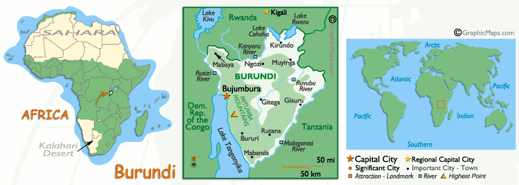 Mappa del Burundi