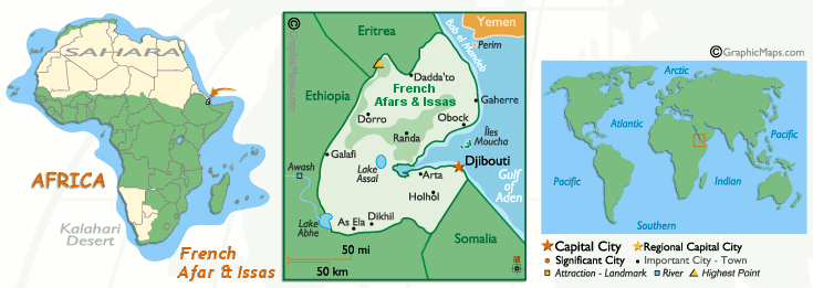 French Afars and Issas Map