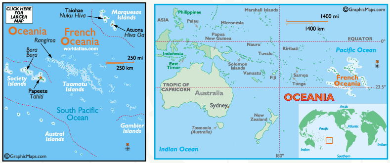 Mappa dell'Oceania Francese