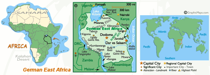 Mappa dell'Africa Orientale Tedesca