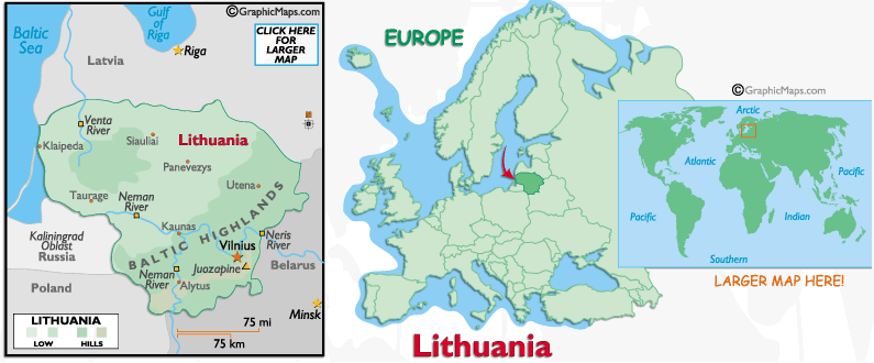 Mappa della Lituania