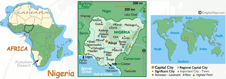 Mappa della Nigeria