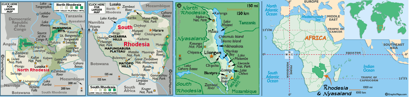 Mappa della Rhodesia e Nyasaland